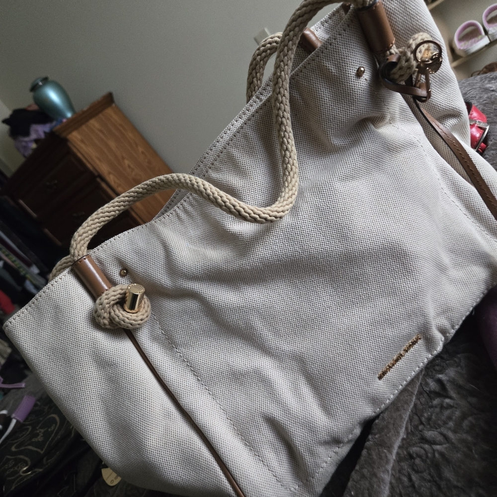 Michael Kors Cream and Tan Tote Bag